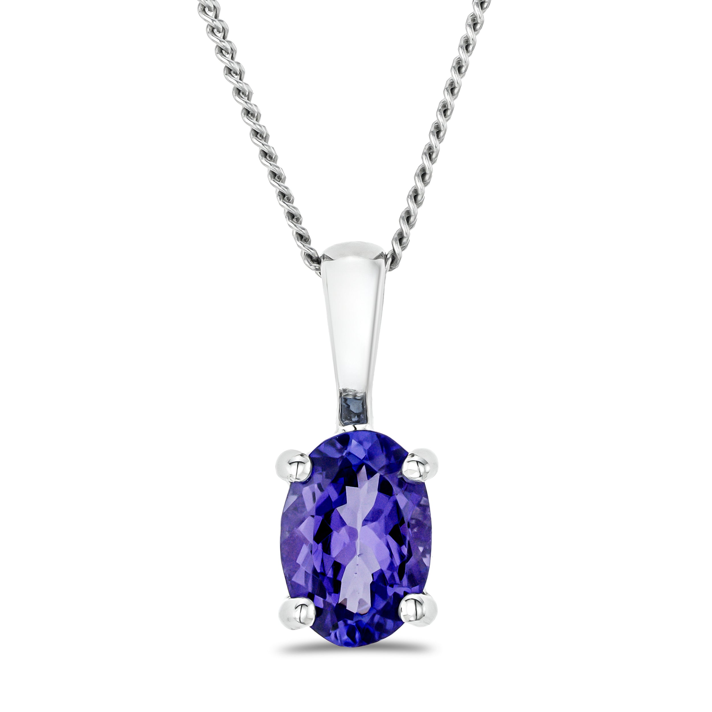 Tanzanite 7 x 5mm 925 Sterling Silver Pendant Necklace